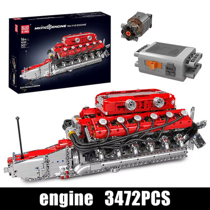 Mould King 10169 the Speed Car V12 Engine Building Block Technical Car Engine Toys Assembly Engine Brick Set Kids Christmas Gift