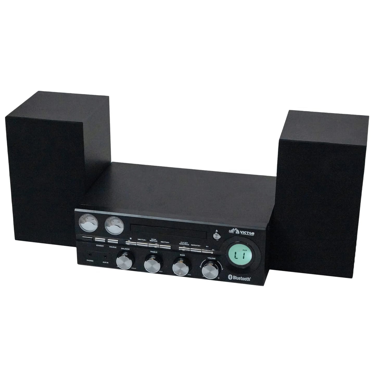 Victor Milwaukee 50W Desktop CD Stereo System W Bluetooth, CD Player & FM Radio
