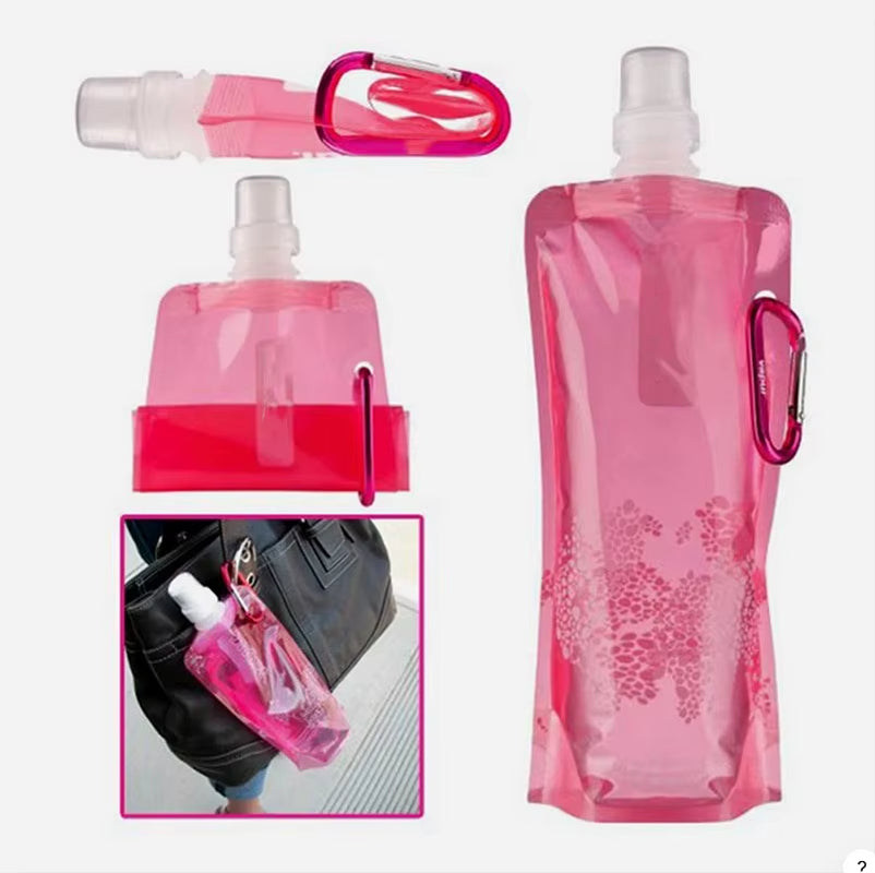 500ML Portable Ultralight Foldable Silicone Folding Water Bottle Water Bag Outdoor Sport Supplies Hiking Camping Soft Flask Bag