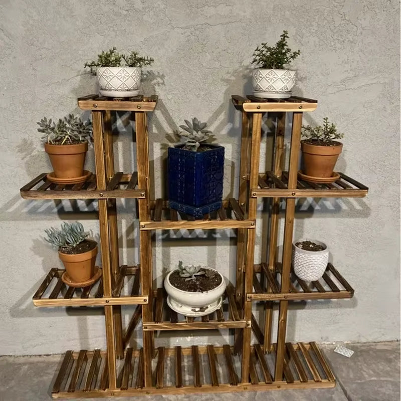 Multi-Tier Wooden Plant Shelf and Flower Pot Stand for Indoor and Outdoor Use