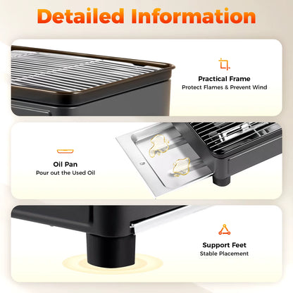 Portable Camping Grill Gas Stove Butane Gas Stove for Camping, Traveling, Trekking 0.25-0.3Mpa 41.5*28*11Cm