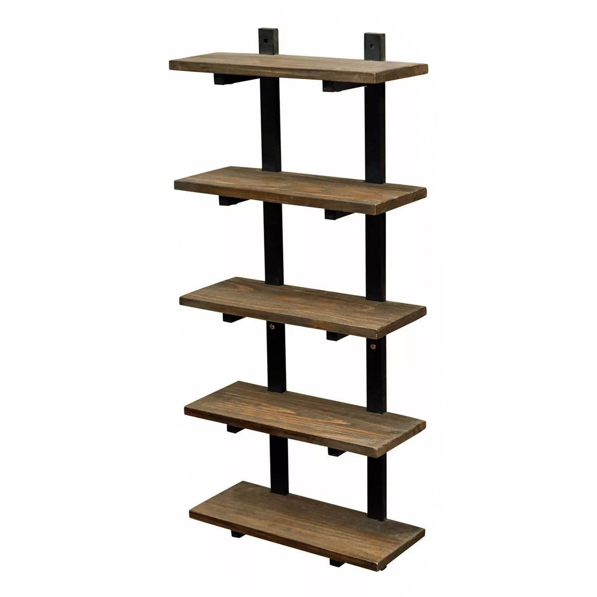 Pomona Natural Metal and Solid Wood Wall Shelf