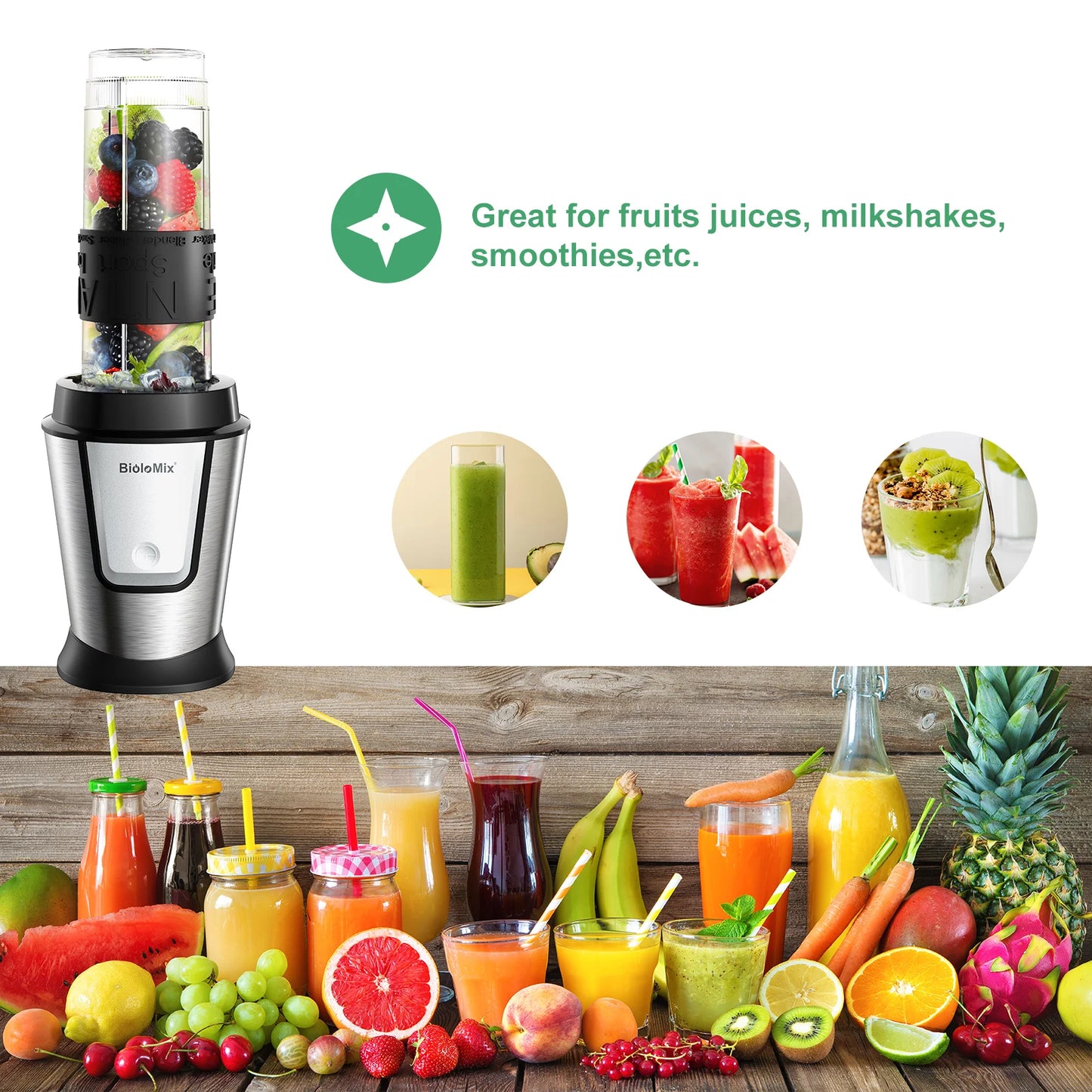 700W 3-In-1 Multifunctional Portable Food Processor Juicer Blender Smoothie Mixer Food Chopper Dry Grinder for Kitchen