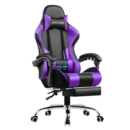 GTPLAYER Ergonomic Gaming Chair with Footrest, Lumbar Support, Adjustable Height, Swivel Seat, and Headrest for Office and Gaming Use
