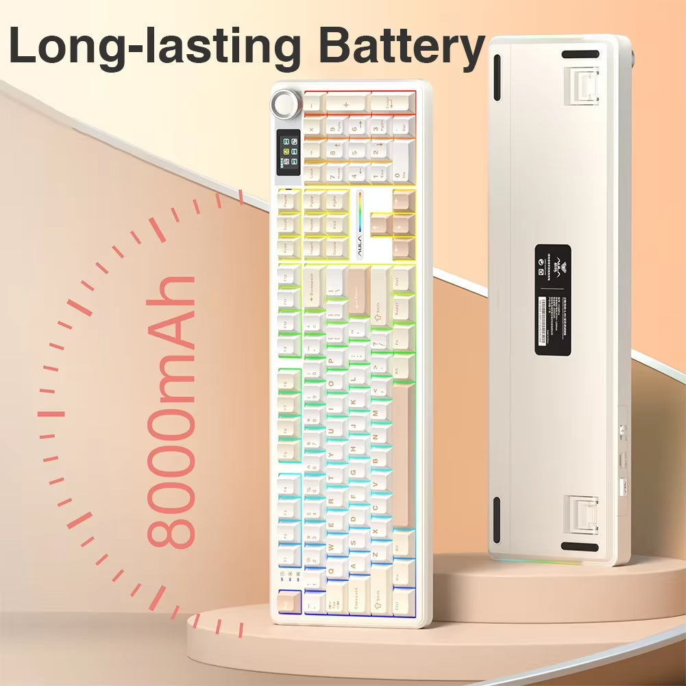 F108Pro Wireless Bluetooth Keyboard Macro Gaming Keyboard Gasket Hot-Swap Full Size Keyboard with TFT Smart Display