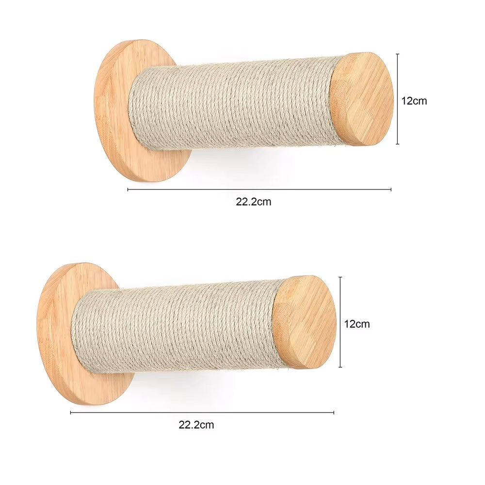 Wall-Mounted Cat Climbing Shelf with Four-Step Stairway and Sisal Scratching Post for Enhanced Pet Play and Comfort