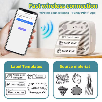 B3 Portable Photo Printer with Bluetooth Ios Android for Inkless Thermal Printing Sticker Printer Label Maker DIY Toy Kids Gift