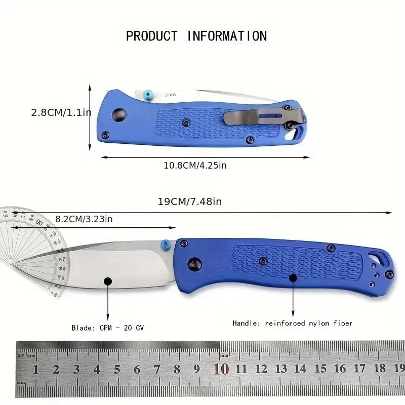 Folding BM 535 EDC Knife with 440C Blade and Nylon Fiber Handle for Outdoor Activities, Hiking, Camping, and Hunting