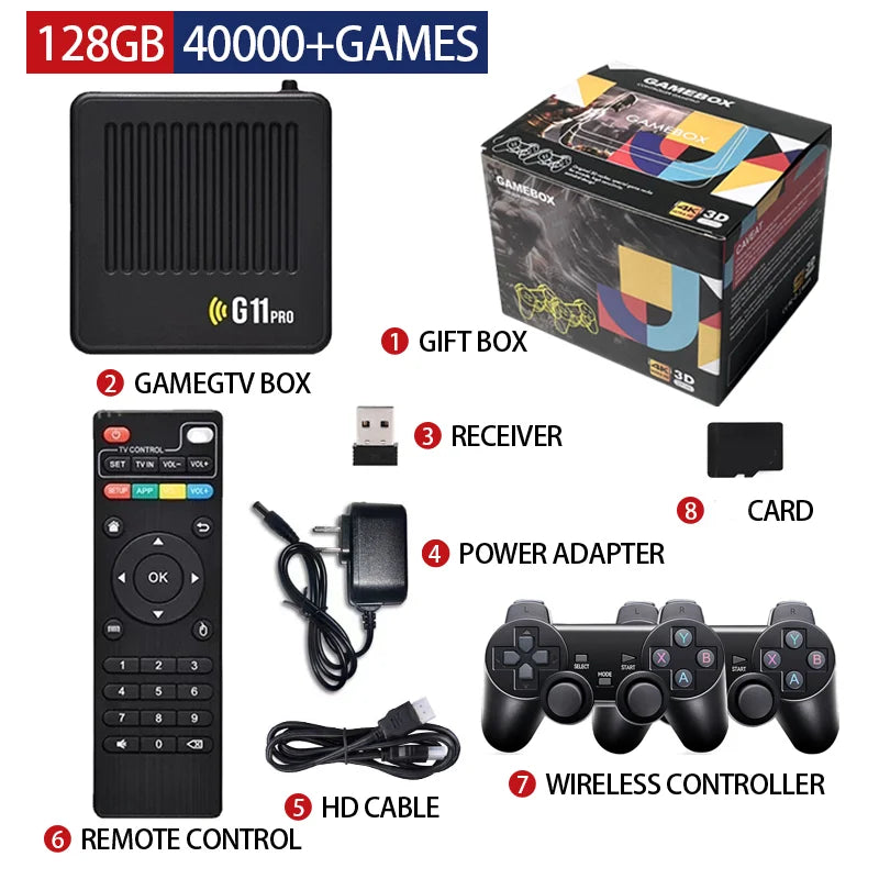 Video Game Console G11 Pro 4K HD 2.4G 256GB Wireless Controller Emuelec4.3 S905X2 Dual System Family Gamebox Built-In 60000 Game