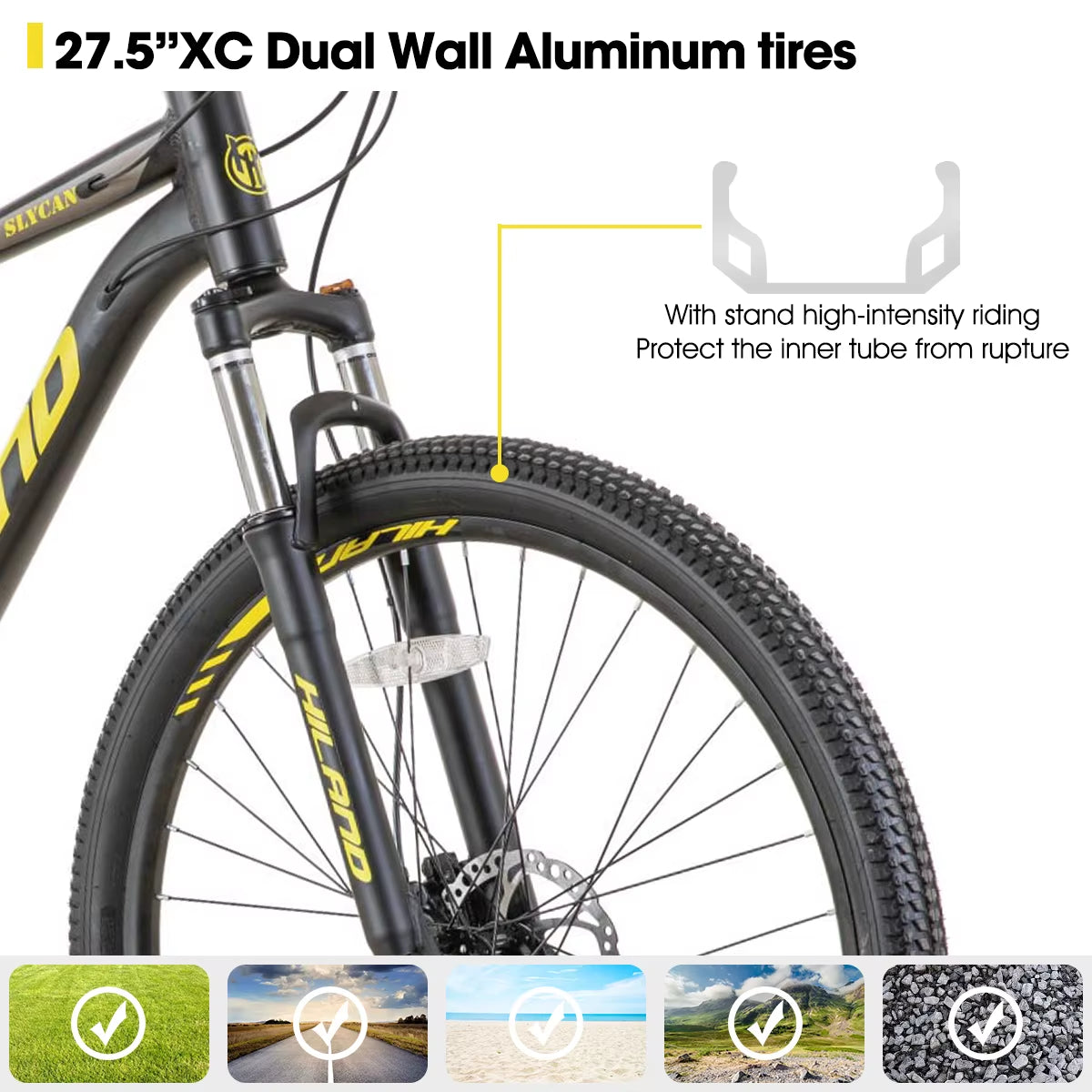 Aluminum Mountain Bike 21 Speeds, Hydraulic Disc-Brakes, Lock-Out Suspension Fork, 27.5 Inch Wheel, Bike for Men Mens