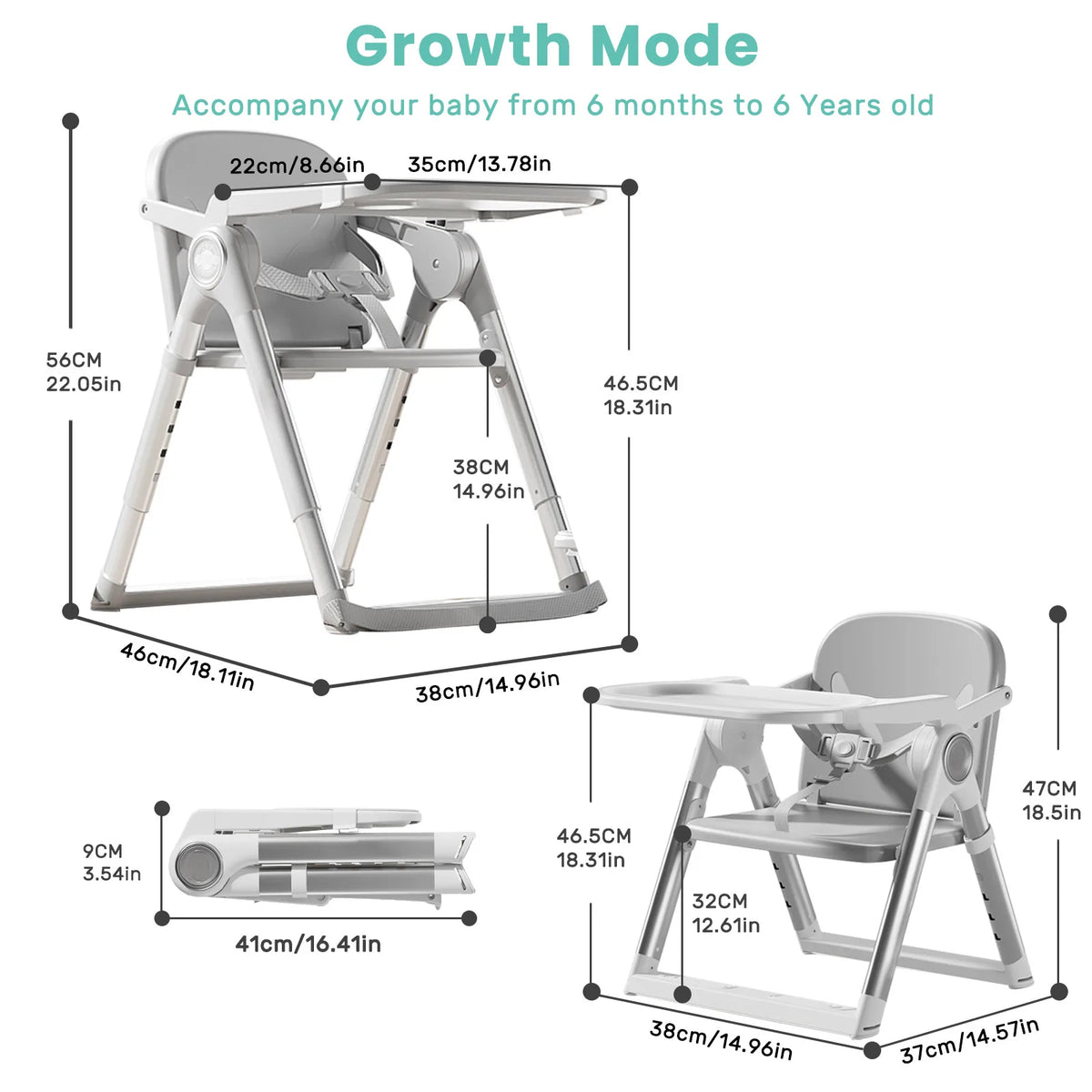 Portable High Chair Booster Seat for Infants and Toddlers (6 Months to 3 Years)