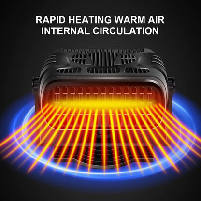 12V/24V Car Windshield Defogger Defroster 2 in 1 Defogging Defrosting Heating Fan 360 Degree Rotating Anti-Fog Automobile Heater