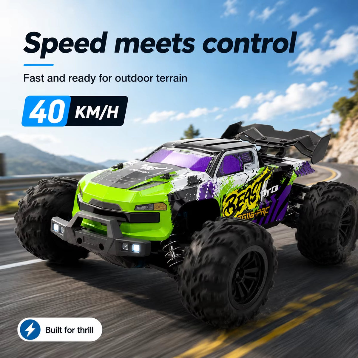 ZNLYRION 1:16 Scale RC Off-Road Buggy with Optional Brushless Motor and 4WD - SG116MAX PRO Remote Control Racing Truck with Anti-Slip Tires