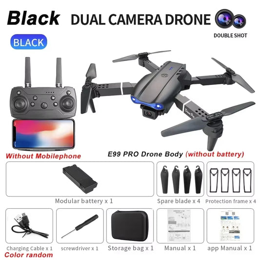 New E99Pro RC Drone 4K Professinal with 1080P Wide Angle HD Camera Foldable Helicopter WIFI FPV Height Hold Gift Toy