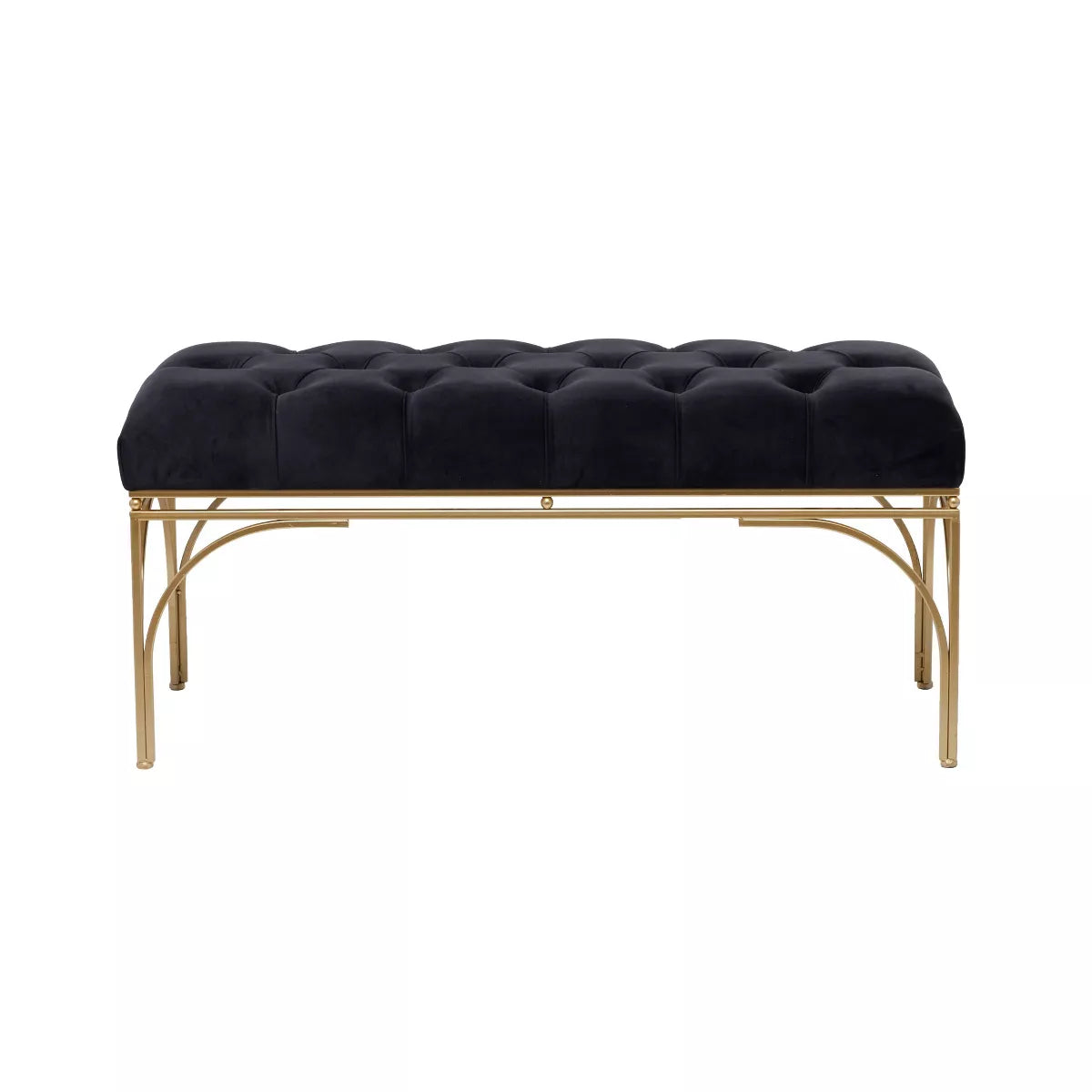 Rectangular Glam Velvet Bench -Black
