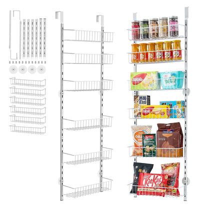 Heavy-Duty Steel Over-the-Door Pantry Organizer with Adjustable Multi-Tier Spice Rack Shelves