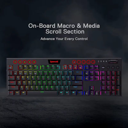 Redragon K618 Horus Wireless RGB Mechanical Keyboard, Bluetooth/2.4Ghz/Wired Tri-Mode Low Profile Gaming Keyboards