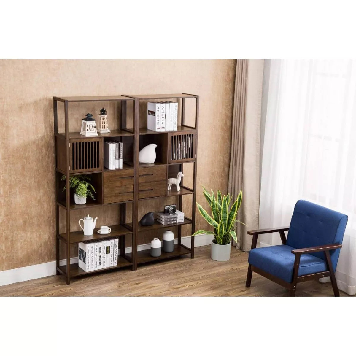 Left-Facing Selma Bamboo Spindle Bookcase 