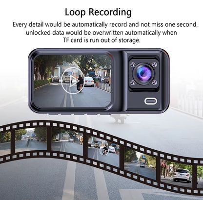 3 Channel Dash Cam for Cars Camera Black Box 3Ch/2Ch 1080P Video Recorder Rear View Camera for Vehicle Car DVR Car Accessories