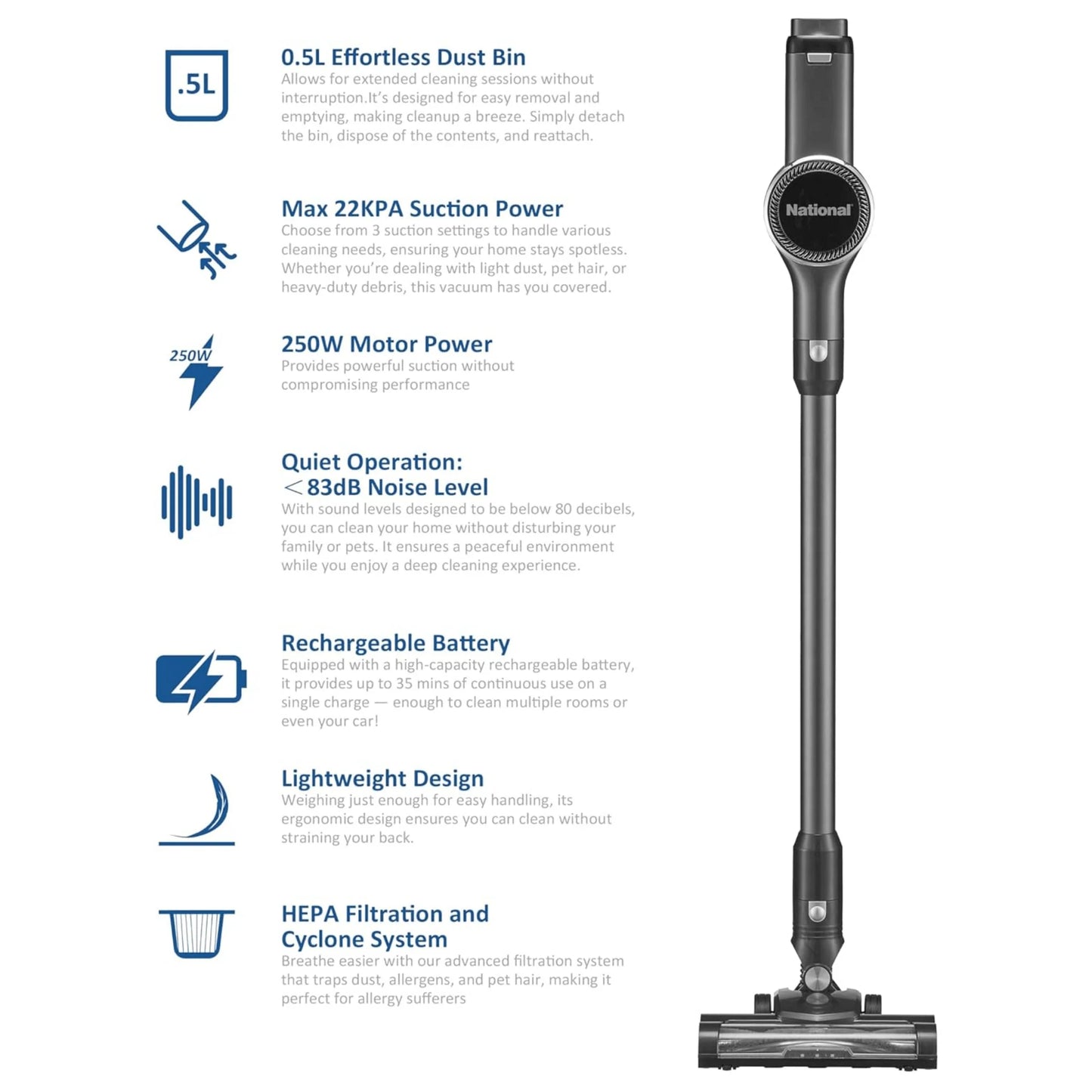 National 2-In-1 Cordless Upright and Handheld Vacuum Cleaner