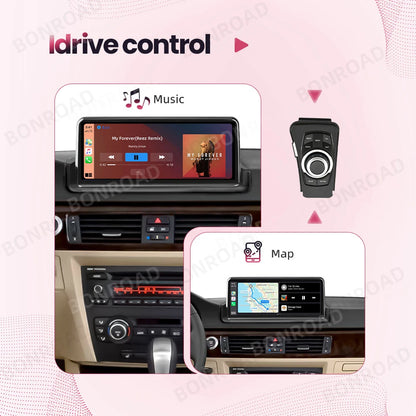 BONROAD Wireless CarPlay and Android Auto Multimedia Player for BMW 3 Series E90 E91 E92 E93 with Touch Screen and Bluetooth Connectivity