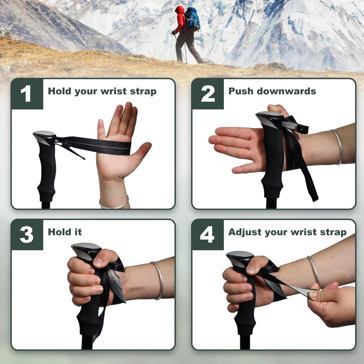 Ultralight Aluminum Alloy 5-Section Folding Trekking Pole for Hiking, Mountaineering, and Walking - Sturdy and Durable Design