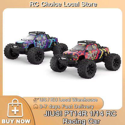 JIUSI PT14R V3 1/14 Scale 4WD RC Racing Truck with Brushless Motor, 3S Battery, and 80Km/H Speed - 2.4G Remote Control Off-Road Vehicle