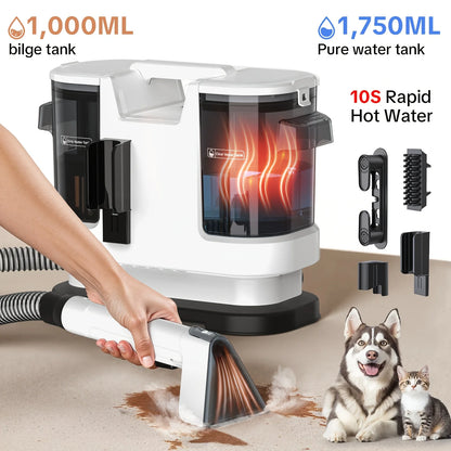Lubluelu V8 Instant Heated Carpet Cleaner with 15Kpa Suction Power and Self-Cleaning Function for Effective Pet Stain Removal on Car, Couch, Rug, and Spot Cleaning