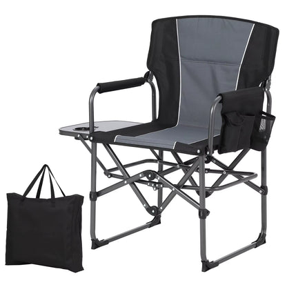 Oversized Heavy-Duty Folding Directors Chair for Adults - Available in 1 or 2 Pack, 400 lbs Capacity, Portable Camping Chair with Side Table, Cup Holder, and Side Pocket for Camping, Beach, Garden, and RV Use
