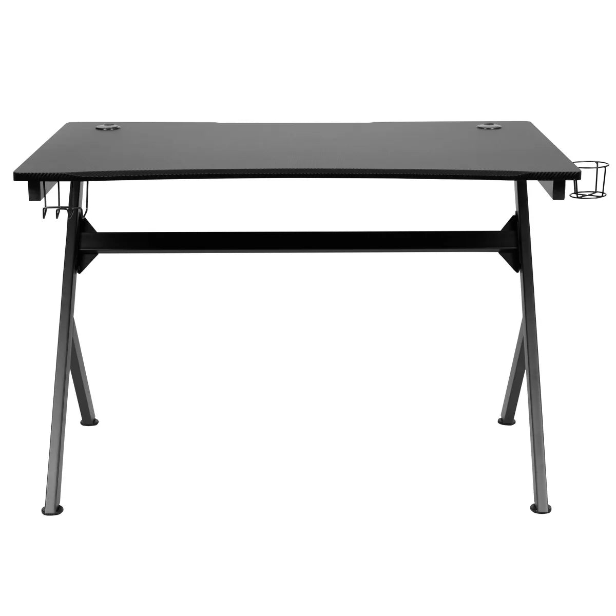 Gaming Desk Black: Laminate Surface, Metal Frame, Easy Adult Assembly