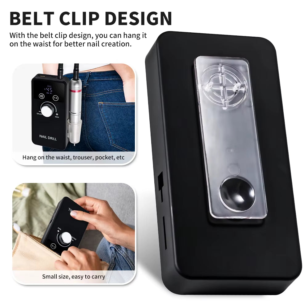 45000RPM Professional Electric Nail Drill Machine Rechargeable Nail File Nails Accessories Gel Nail Polish Sander Low Noise Tool