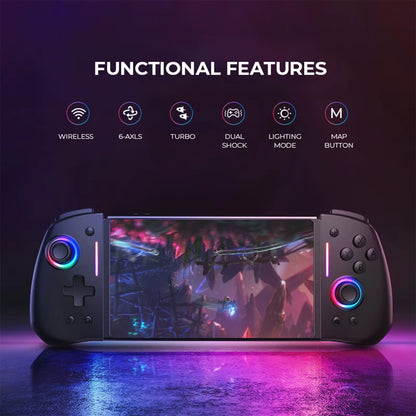 Hyperion Ergonomic Design Wireless Game Controller Black Gamepad with RGB Lights for Nintendo Switch