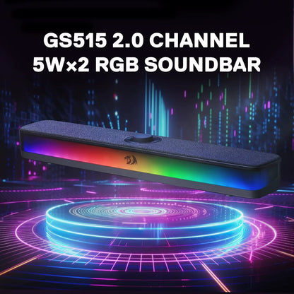 GS515 RGB Desktop Soundbar 2.0 Channel Stereo Computer Speakers for Desktop Bluetooth 5.3, USB-C/USB Powered, Black
