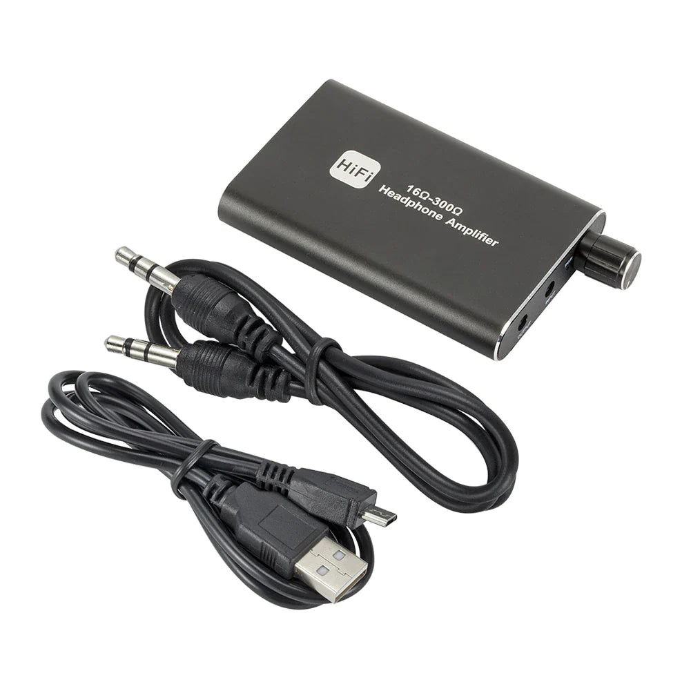 16-300Ω HIFI Headphone Amplifier Portable Earphone AMP 3.5Mm W/ Audio USB Cable