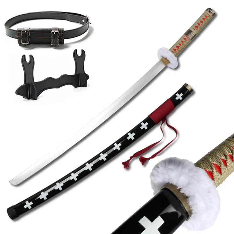 Set of 3 Handmade 41" Zoro Katanas - Anime Cosplay Swords Crafted from Bamboo Wood for Collectors and Gift Giving