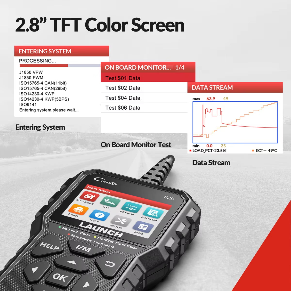 LAUNCH Creader 529 OBD2 Scanner - Professional Automotive Diagnostic Tool for Fault Code Reading and OBDII Scanning