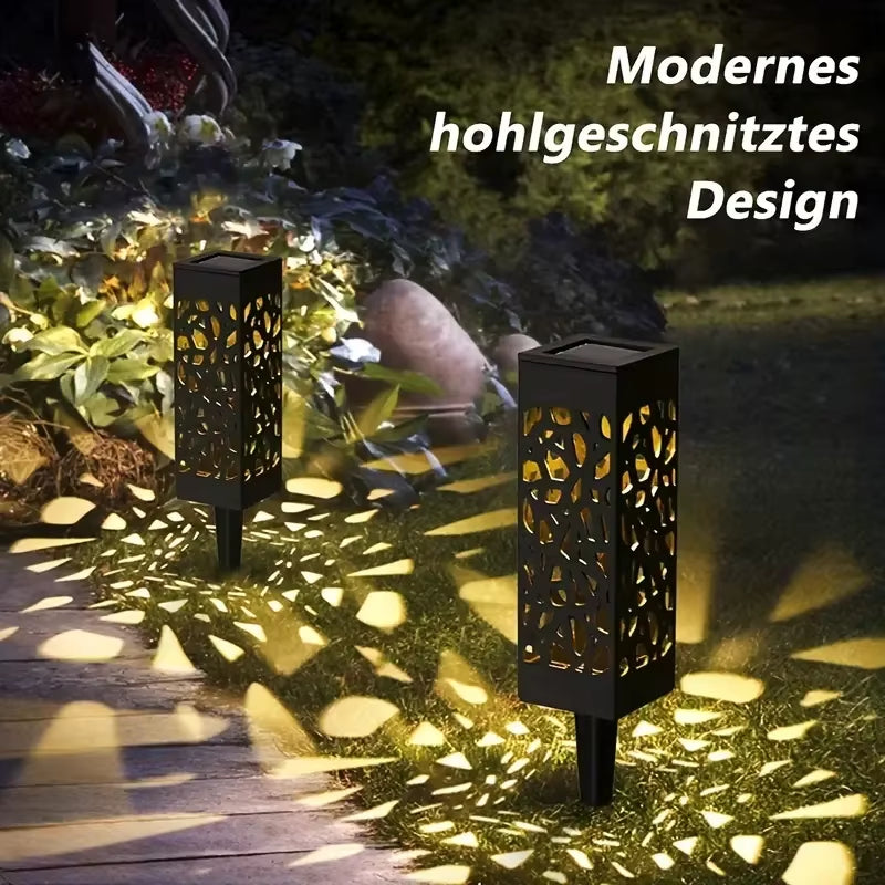 6PCS Solar Powered LED Garden Stake Lights Decorative Hollow-Out Lawn Lamps, Waterproof Outdoor Landscape Lighting 400Mah