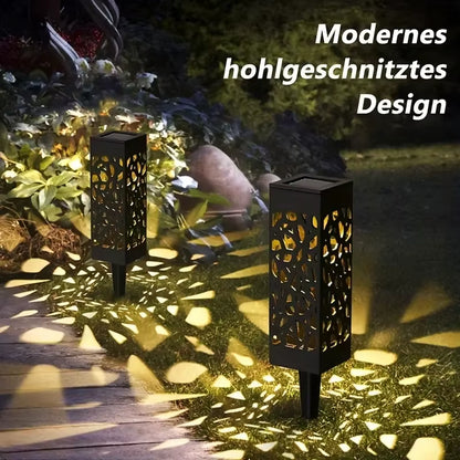6PCS Solar Powered LED Garden Stake Lights Decorative Hollow-Out Lawn Lamps, Waterproof Outdoor Landscape Lighting 400Mah