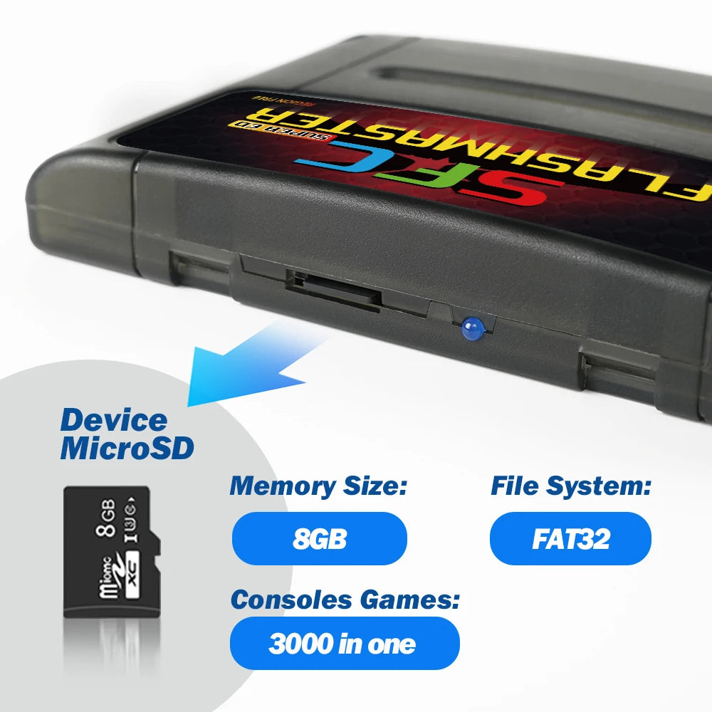 SFC Game Card 3000 in 1 with 8GB TF Card Game Card for Nintendo SNES SFC Game Console with TF Card