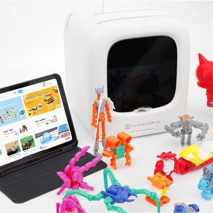 X-MAKER JOY 3D Printer for Kids High Precision 0.05Mm 200Mm/S Printing Speed Wi-Fi USB Enclosed Safe Design AI Voice Interaction Customization with 4Er/8Er Colorful PLA Filament Set