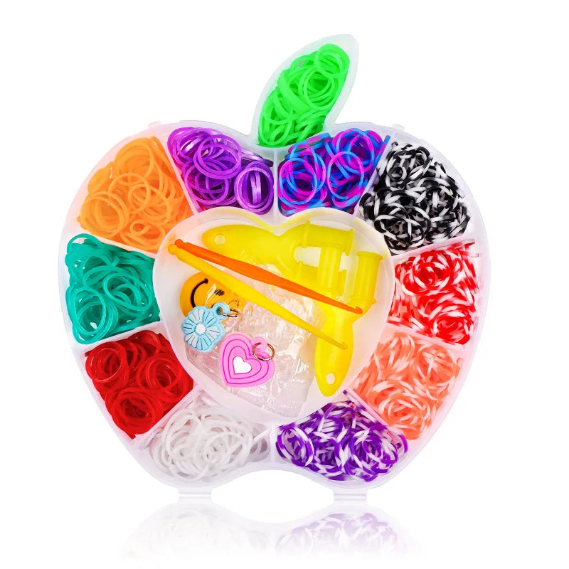 Creative Colorful Loom Bands Set Rainbow Bracelet Making Kit DIY Rubber Band Woven Bracelets Craft Toys for Girls Birthday Gifts