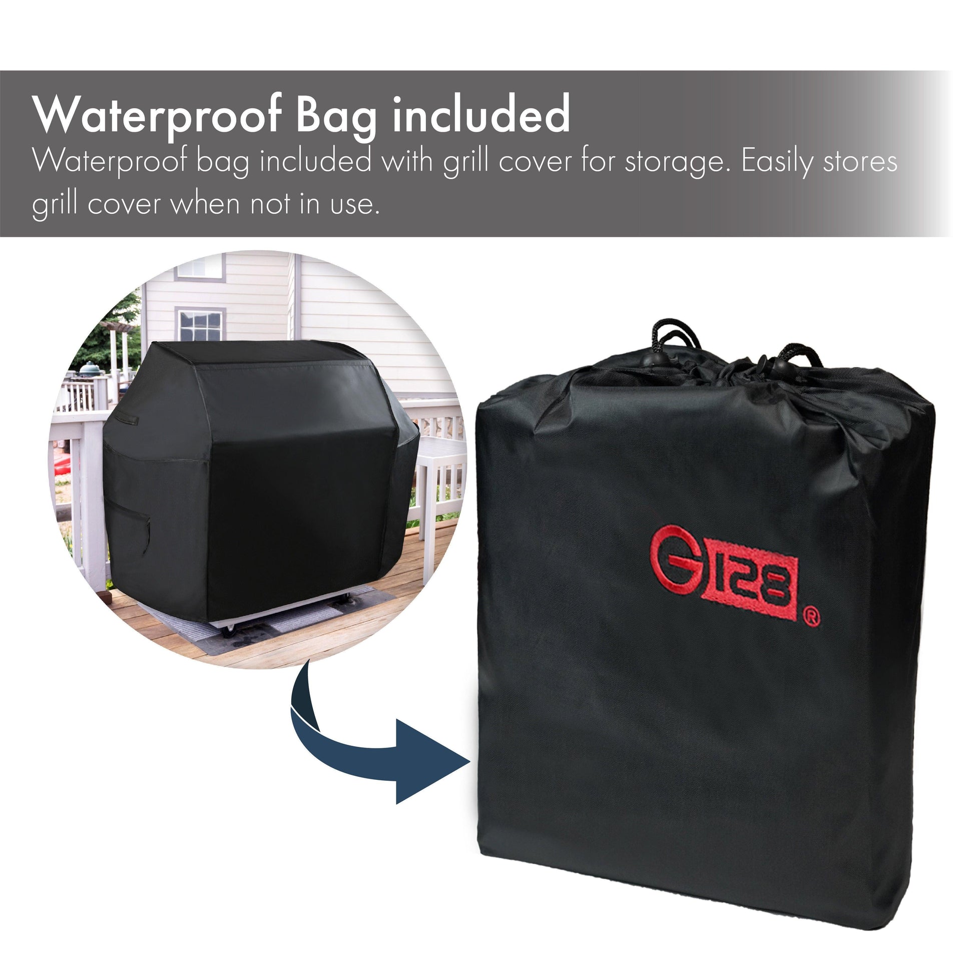 Black Grill Cover 58 Inch Gas Grill Cover Waterproof, UV Resistant BBQ Grill Cover, Fits Most Brands of Grills