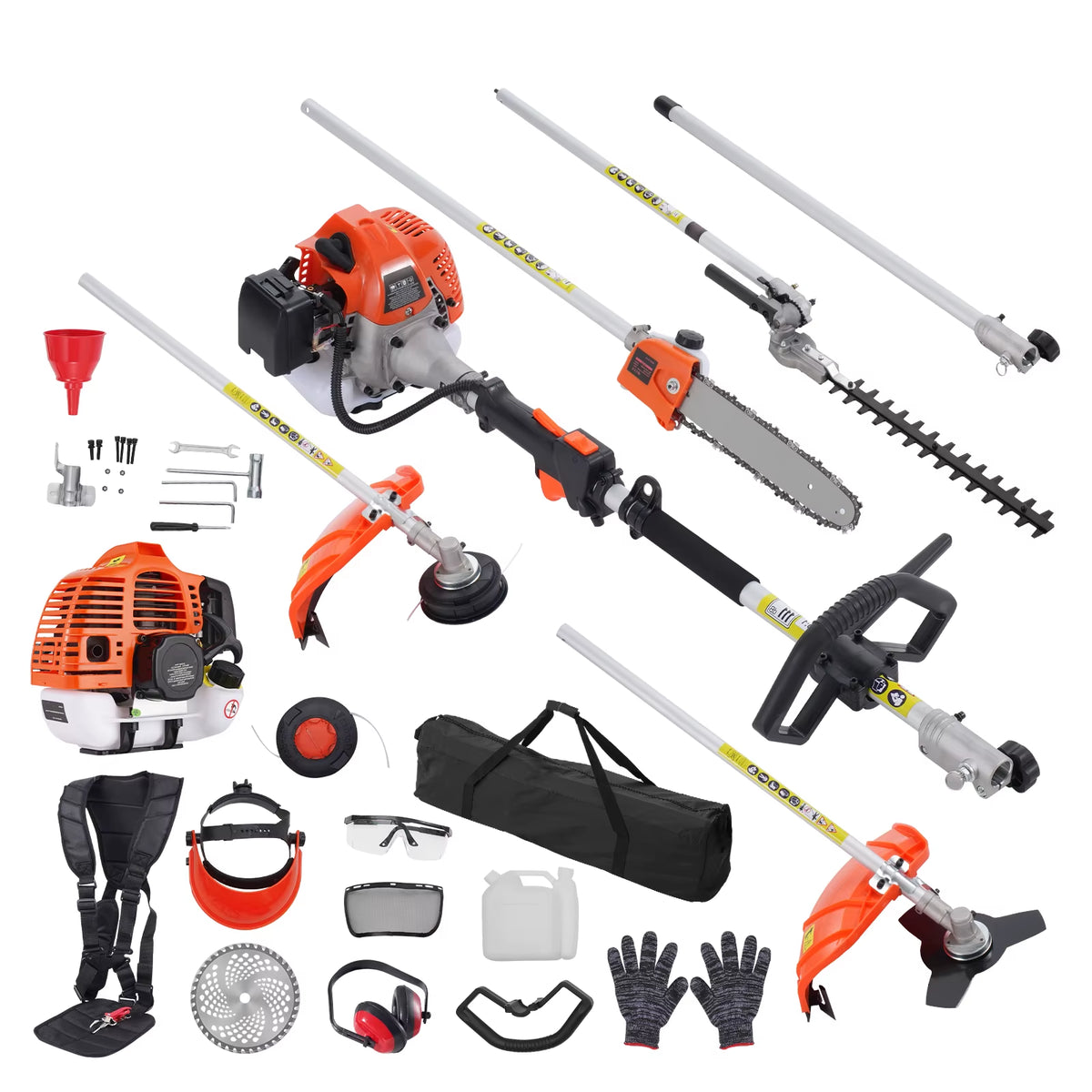 Succebuy 33CC 6-in-1 Multi-Functional Gas Trimming Tools: Hedge Trimmer, String Trimmer, Brush Cutter, Pole Saw, and Chainsaw