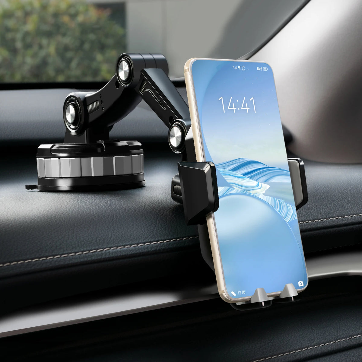 360-Degree Rotating Universal Cell Phone Holder for Windscreen, Dashboard, and Car Trunk Mounting