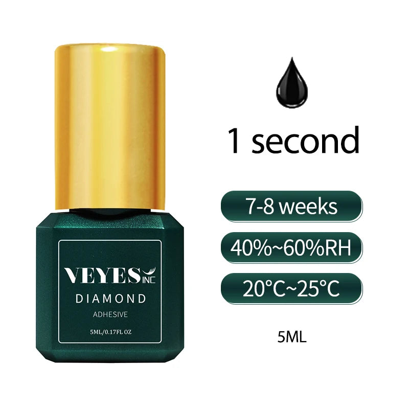 Veyes Inc 5ml Eyelash Extensions Adhesive - Fast Drying (0.5 Seconds) with 7 Weeks Retention for Volume Makeup Applications