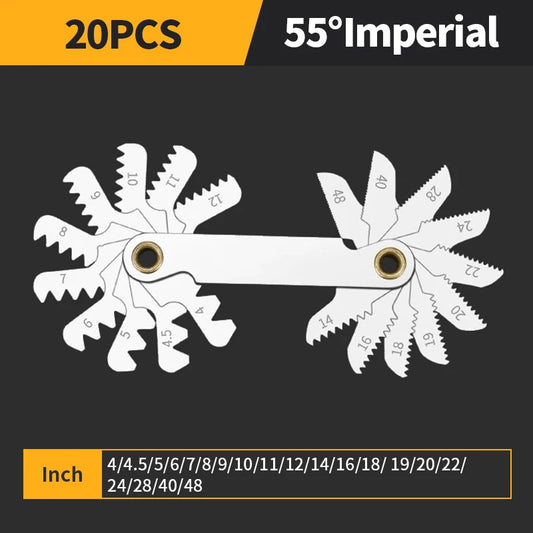 55/60 Degree Thread Plug Gauge Metric Imperial Gear Tooth Screw Pitch Gauges Carbon Steel Measuring Tool Tap Thread Measurement