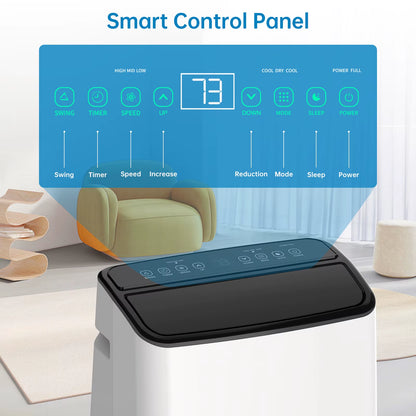 14000 BTU Portable Air Conditioner with 3-in-1 Functionality, Remote Control, and Window Mount Kit - Energy Efficient Home Cooling Solution