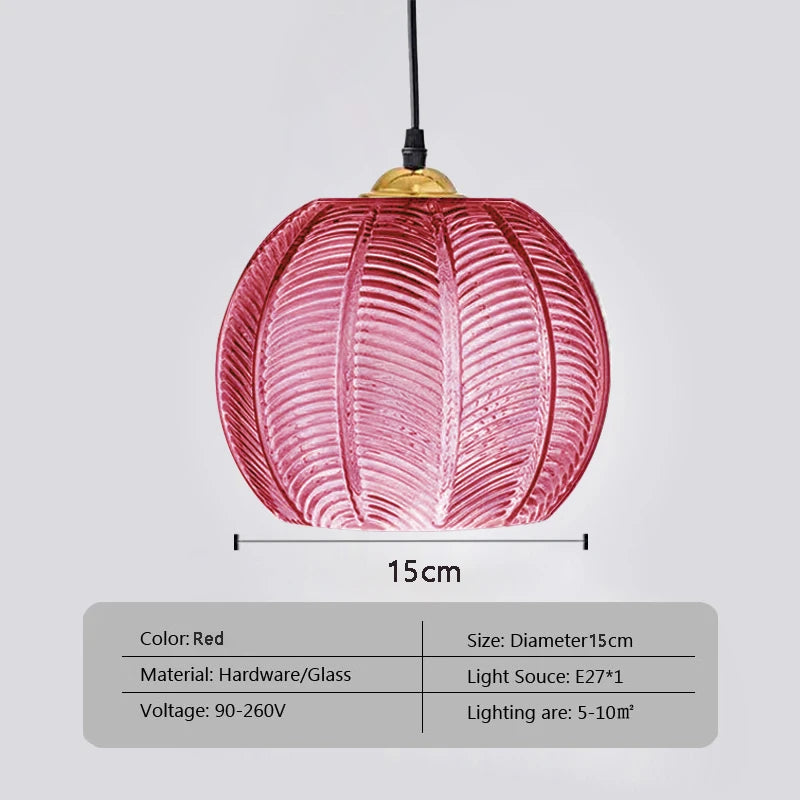 Nordic Glass Pendant Light Green Leaf Pattern Lighting for Living Room Dining Room Hotel Study Bedroom Indoor Decorative Fixture