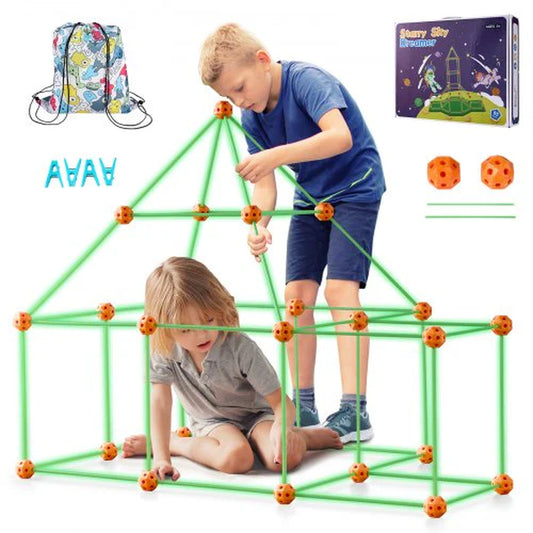 Tent Fort Building Kit for Kids Glow in the Dark STEM Construction Toy 85P