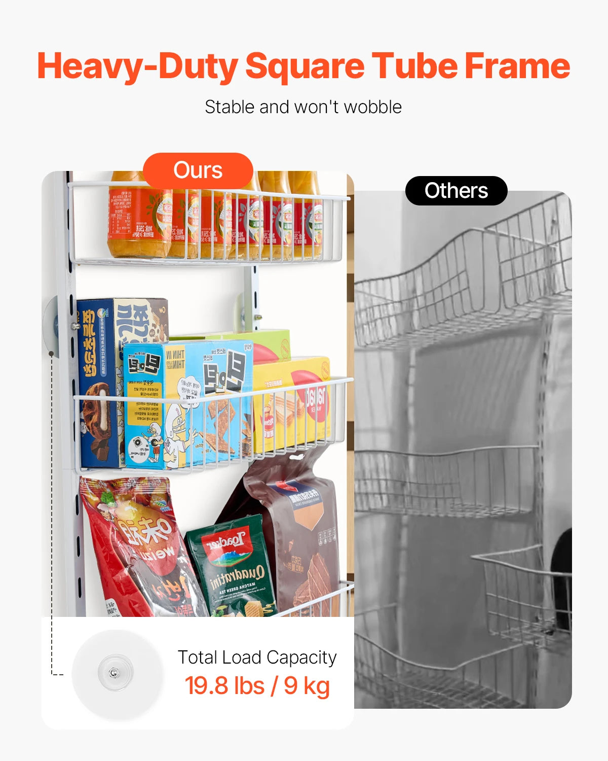 Heavy-Duty Steel Over-the-Door Pantry Organizer with Adjustable Multi-Tier Spice Rack Shelves